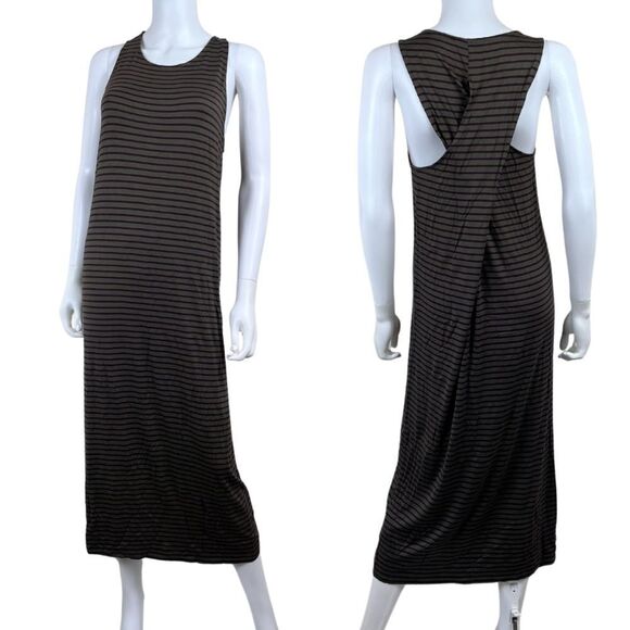 Lucky Brand Women Size S Green Jersey Knit Tank Stripe Pullover Maxi Dress - Picture 1 of 15